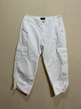 Sonoma White Cargo Capris with Drawstring Hem Women’s Sz 10